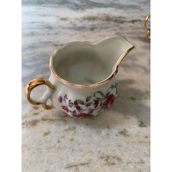 Pink China Vintage Floral Cream and Sugar Bowl #coffee #tea #roses - Picture 8 of 8